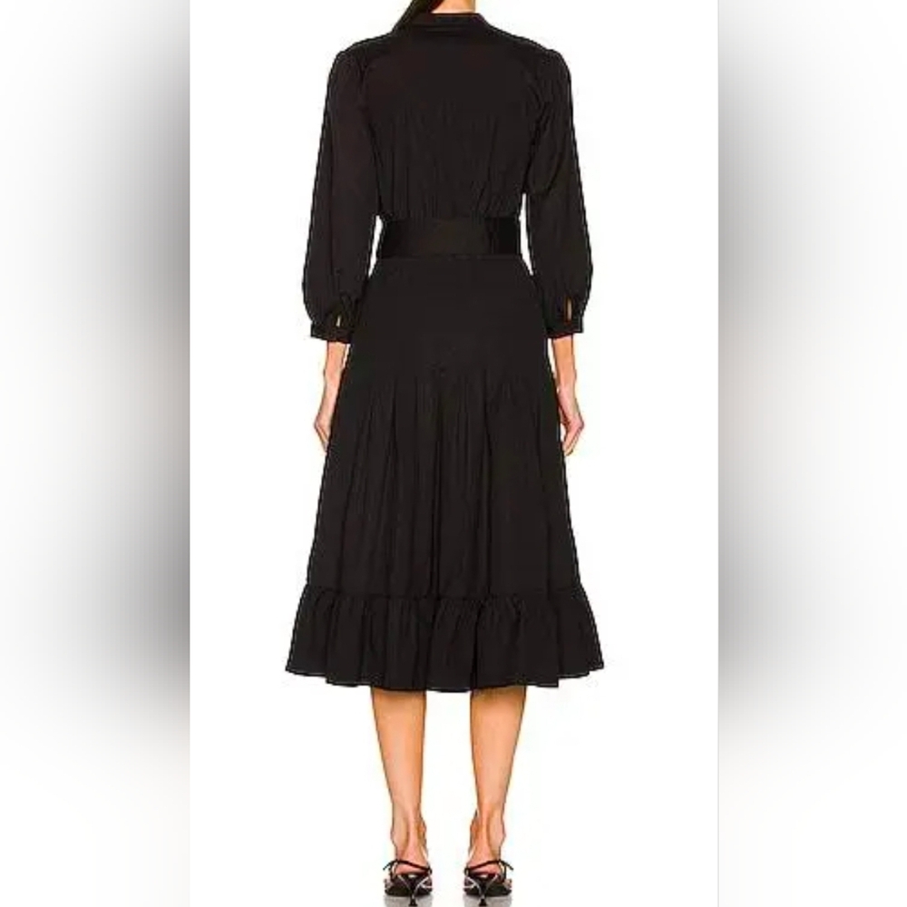 Veronica Beard Black Izie Cotton Poplin Midi Dress Size 2 - Picture 3 of 16